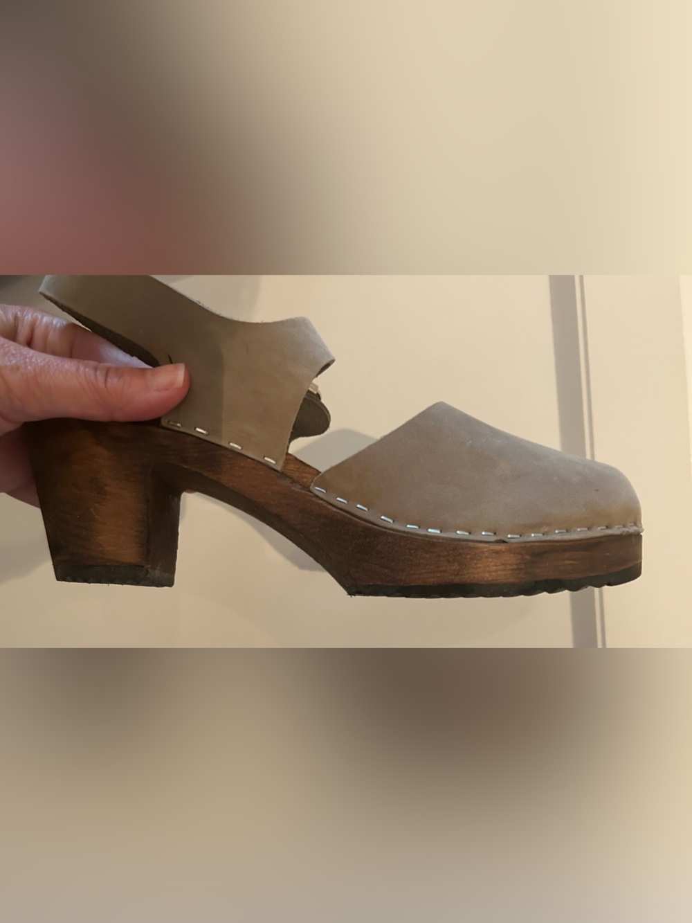 Lotta From Stockholm Taupe Suede Clog Heels size 39